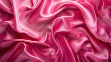 Obraz premium Luxurious pink satin fabric with smooth, flowing texture and elegant drapes. rich color and sheen create sense of opulence and softness, perfect for various design applications