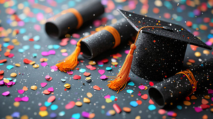 Graduation Stickers Mockup on Clean Background with Celebratory Icons