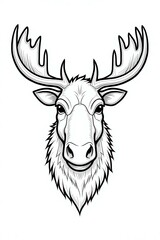 Naklejka premium stunning illustration of moose face drawing layout for coloring sheet