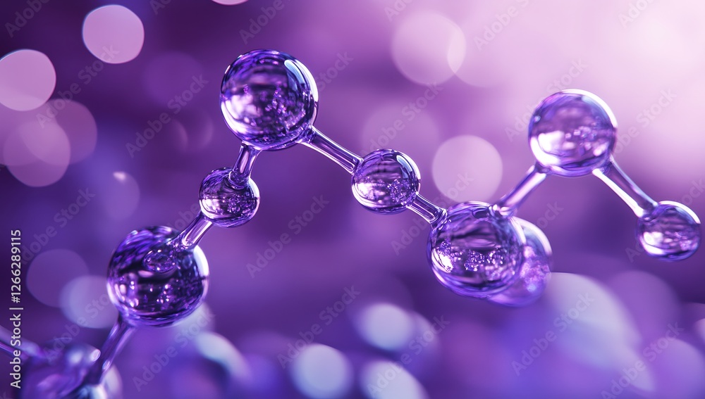 Poster purple molecular structure in abstract background