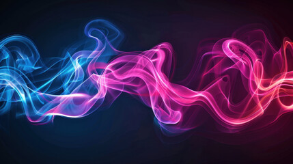 Obraz premium Colorful smoke waves in blue and pink create dynamic abstract background, evoking sense of movement and energy