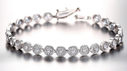 Obraz premium Elegant diamond bracelet on a reflective surface