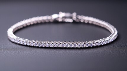 Fototapeta premium Elegant diamond bracelet on dark background (1)