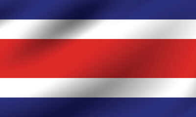 Costa Rica flag official colors and proportion digital vector illustration. Pleated flag.
