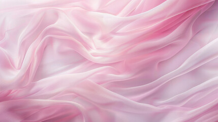 Soft pink fabric drapes elegantly, creating delicate and flowing texture. sheer material adds touch of lightness and grace, perfect for various design applications