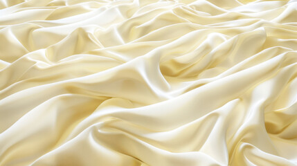Obraz premium Soft, flowing yellow satin fabric with elegant folds and waves, creating luxurious texture and appearance. Ideal for fashion, interior design, or artistic backgrounds