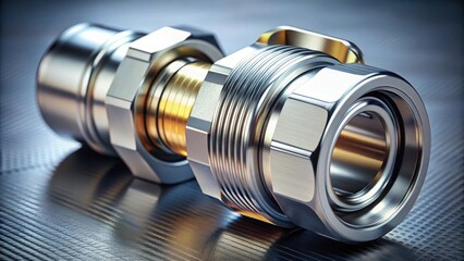 Fototapeta premium Precision Engineered Metal Coupling A Close-Up View of Interlocking Components