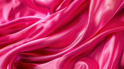 Obraz premium Luxurious pink satin fabric with smooth, flowing texture, perfect for elegant designs and fashion. vibrant color adds touch of glamour and sophistication