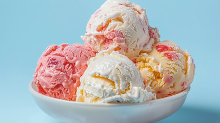 Delightful bowl of mixed fruit ice cream with vibrant colors and textures