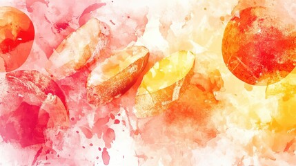 Vibrant watercolor illustration of citrus fruits with splashes of color in a bright background