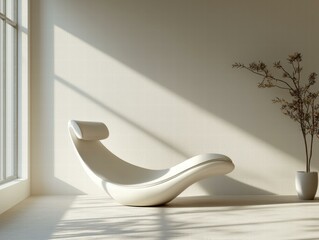 Modern lounge chair in a minimalist interior. AI.
