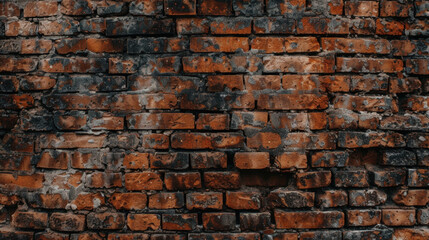 Fototapeta premium Old brick wall with rustic texture and warm tones, showcasing weathered bricks and vintage feel. surface displays mix of orange and gray hues, adding character