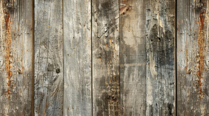 Naklejka premium Weathered wooden planks with rustic texture and natural imperfections create charming backdrop. aged wood showcases blend of gray and brown tones, enhancing its vintage appeal
