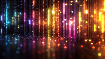 Obraz premium Vibrant abstract digital background with colorful light streaks and glowing particles in motion