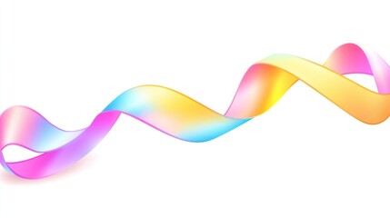 Swirling rainbow ribbon design, white background