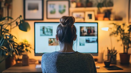 A person participating in a virtual workshop on a computer. Virtual Workshop