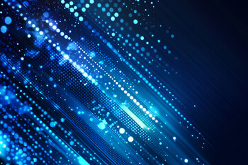 Obraz premium Futuristic Digital Abstract Background with Blue Light Streaks and Dotted Matrix