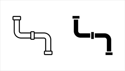 pipeline fittings vector icon set, Steel pipe connector and valve for plumbing and piping work, vector illustration on white background