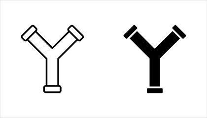 pipeline fittings vector icon set, Steel pipe connector and valve for plumbing and piping work, vector illustration on white background