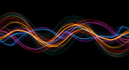 Multicolored Light Trails on Black Background