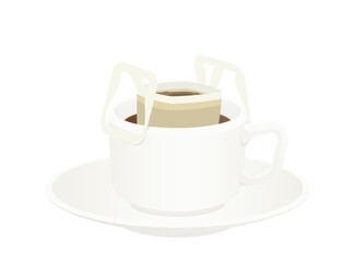 ドリップバッグでコーヒーを淹れているイラスト