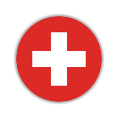 Obraz premium Switzerland circle flag logo icon digital vector illustration