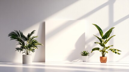 Fototapeta premium Lush indoor plants display modern studio interior design bright space
