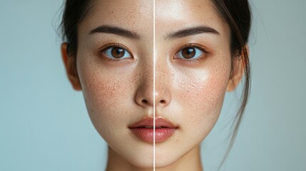 Before And After Skincare Treatment Comparison Showing Facial Skin Texture Improvement