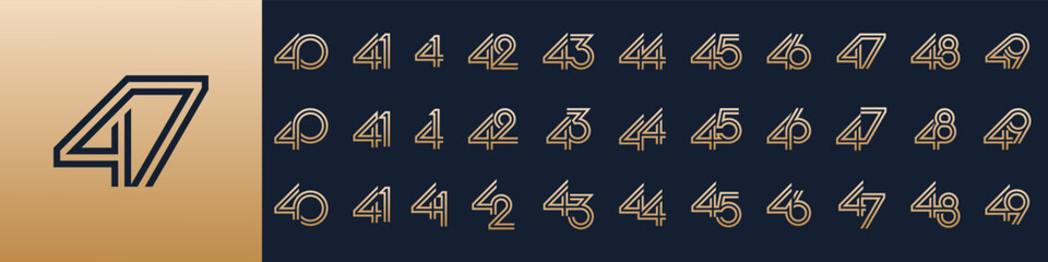 collection of creative number 40 to 49 logo designs. abstract design vector illustration