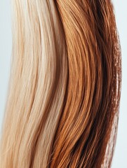Naklejka premium Comparison of healthy smooth hair strand and brittle damaged strand illustrating hair health differences. Generative AI