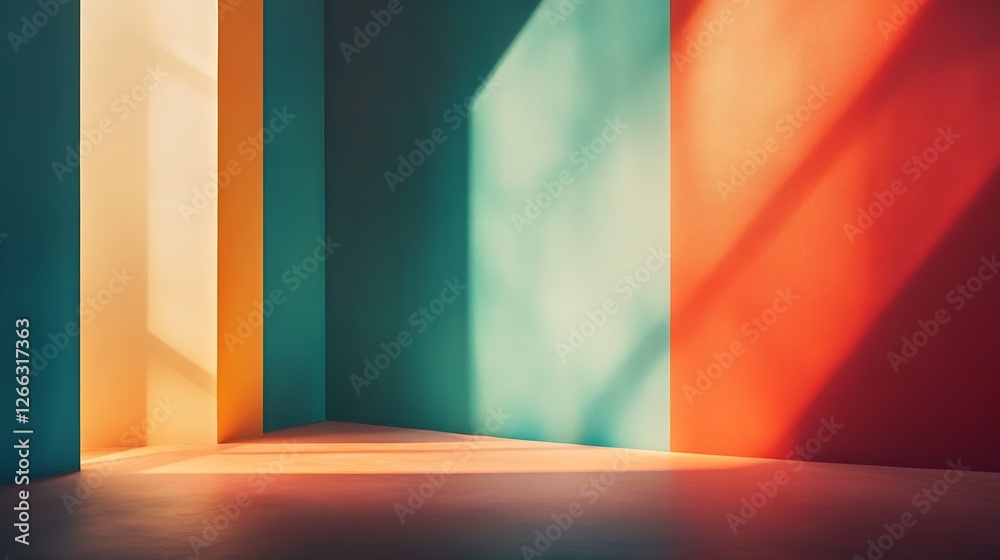 Aufkleber colorful abstract background with shadows highlighting a modern artistic interior design : generativ