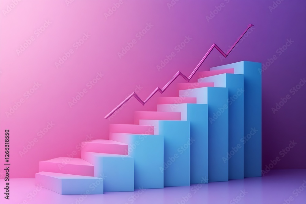 Aufkleber stylized geometric staircase chart representing consistent growth in business metrics and performanc