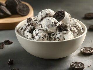 Cookies and Cream Ice Cream Bowl Topped With Cookie And Cookie Pieces