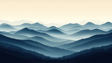 Obraz premium mountains view with fog illustration