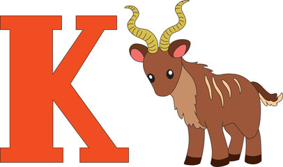 horned Kudu with next to the letter K
