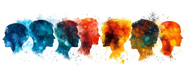 Illustration of colorful human heads representing cultural intelligence
