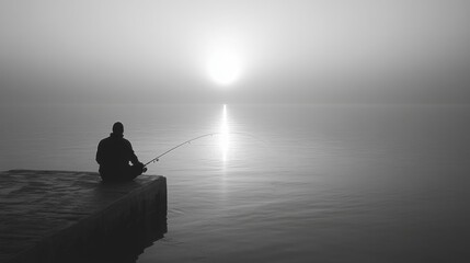 fishing at sunset on the river