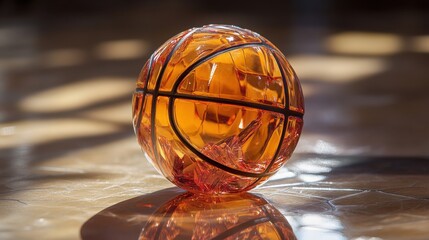 a glass make basketball on the ground