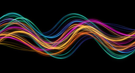Multicolored Wavy Lines Background with Neon Colors Gradient
