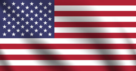 Naklejka premium The United States flag official colors and proportion digital vector illustration. Pleated flag.