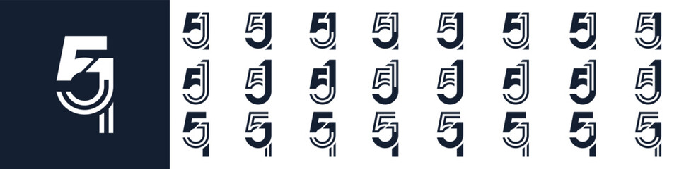 collection of creative number 51 logo designs. abstract fifty-one design vector illustration