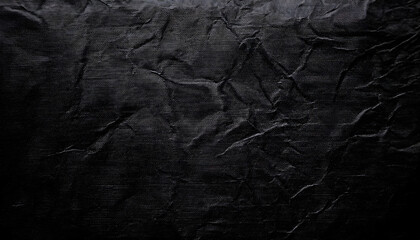 Naklejka premium Crumpled black paper texture. Black used paper, dark rough. Grunge paper texture