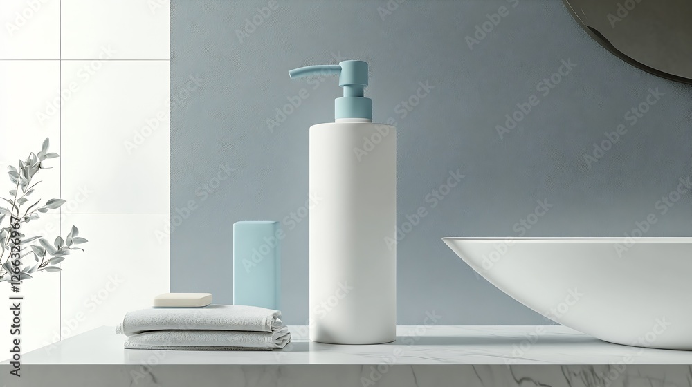 Poster elegant bathroom setup with soap dispenser and essential items for a stylish daily routine : generat
