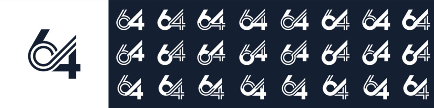 collection of creative number 64 logo designs. abstract sixty-four design vector illustration
