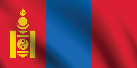 Naklejka premium Mongolia flag official colors and proportion digital vector illustration. Pleated flag.