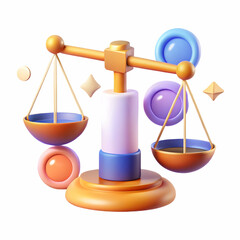 Floating Scales of Justice Surrounded by Compliance and Regulation Icons: A Symbol of Legal Balance and Fairness in Stock Photo Concept with Empty Space