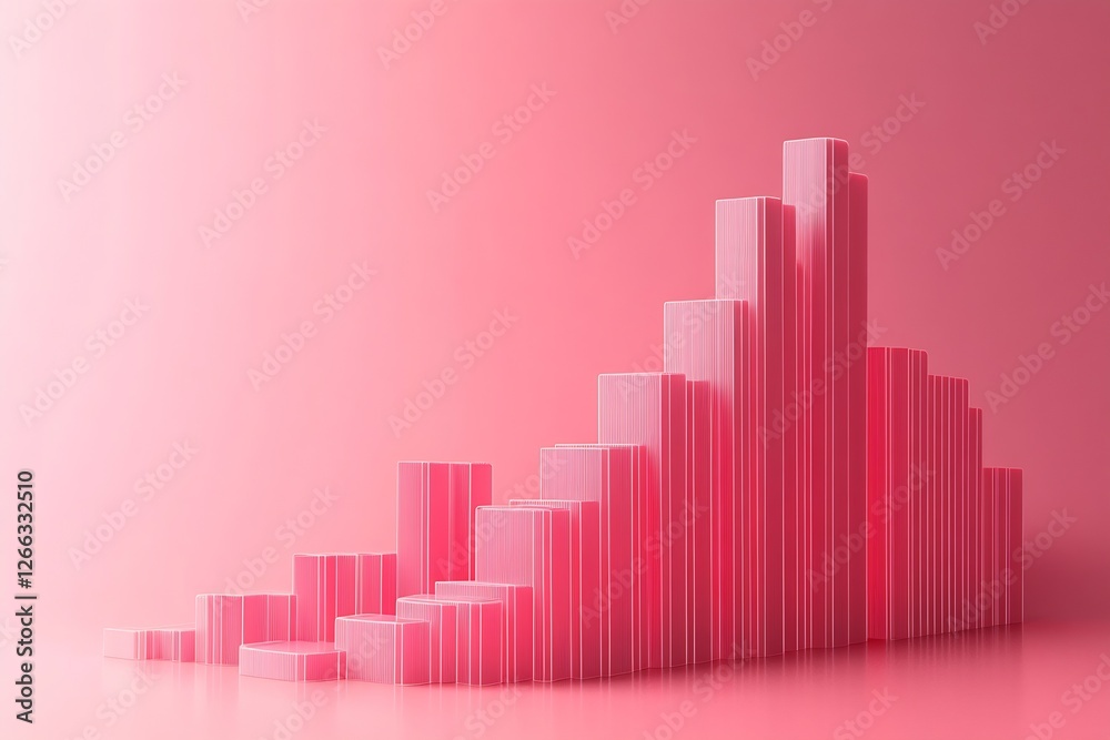 Aufkleber Stylish pink 3D chart representing growth and data analysis in a modern aesthetic design : Generative AI