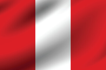 Peru flag official colors and proportion digital vector illustration. Pleated flag.