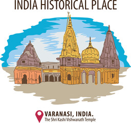 Vector of historical place in Varanasi, India.