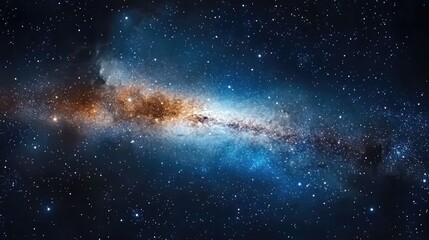 Realistic cosmic panorama: vibrant galaxy, countless stars, and deep space nebulae in the vast night sky. 